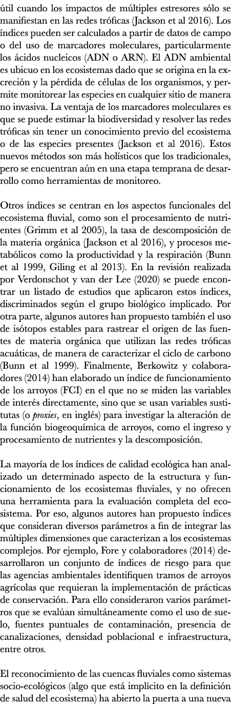  til cuando los impactos de m ltiples estresores s lo se manifiestan en las redes tr ficas (Jackson et al 2016). Los ...