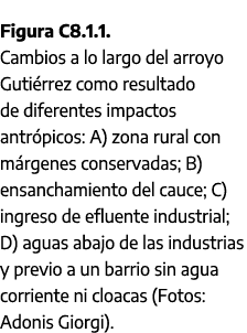Figura C8.1.1. Cambios a lo largo del arroyo Guti rrez como resultado de diferentes impactos antr picos: A) zona rura...