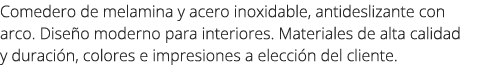 Comedero de melamina y acero inoxidable, antideslizante con arco. Dise o moderno para interiores. Materiales de alta ...