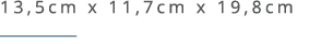 13,5cm x 11,7cm x 19,8cm ￼ 